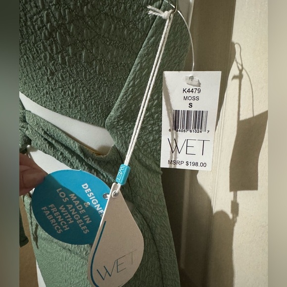 WET Designer Swimwear One Piece Moss Green Sexy Cutout Swimsuit  Size Small NWT - Picture 9 of 11